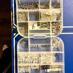 Jewelry making supplies, beads, crystals, findings,misc + storage cases (9 & 15)